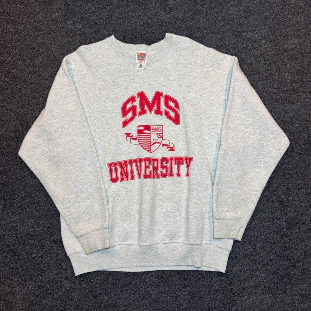 Fruit of the Loom SMS University Sweatshirt XL Gray Heather Crewneck Vintage